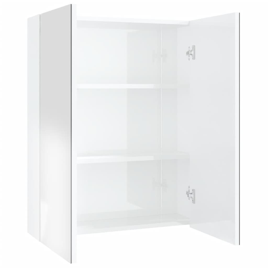 Bathroom Mirror Cabinet 60x15x75 cm MDF Shining White - Bend