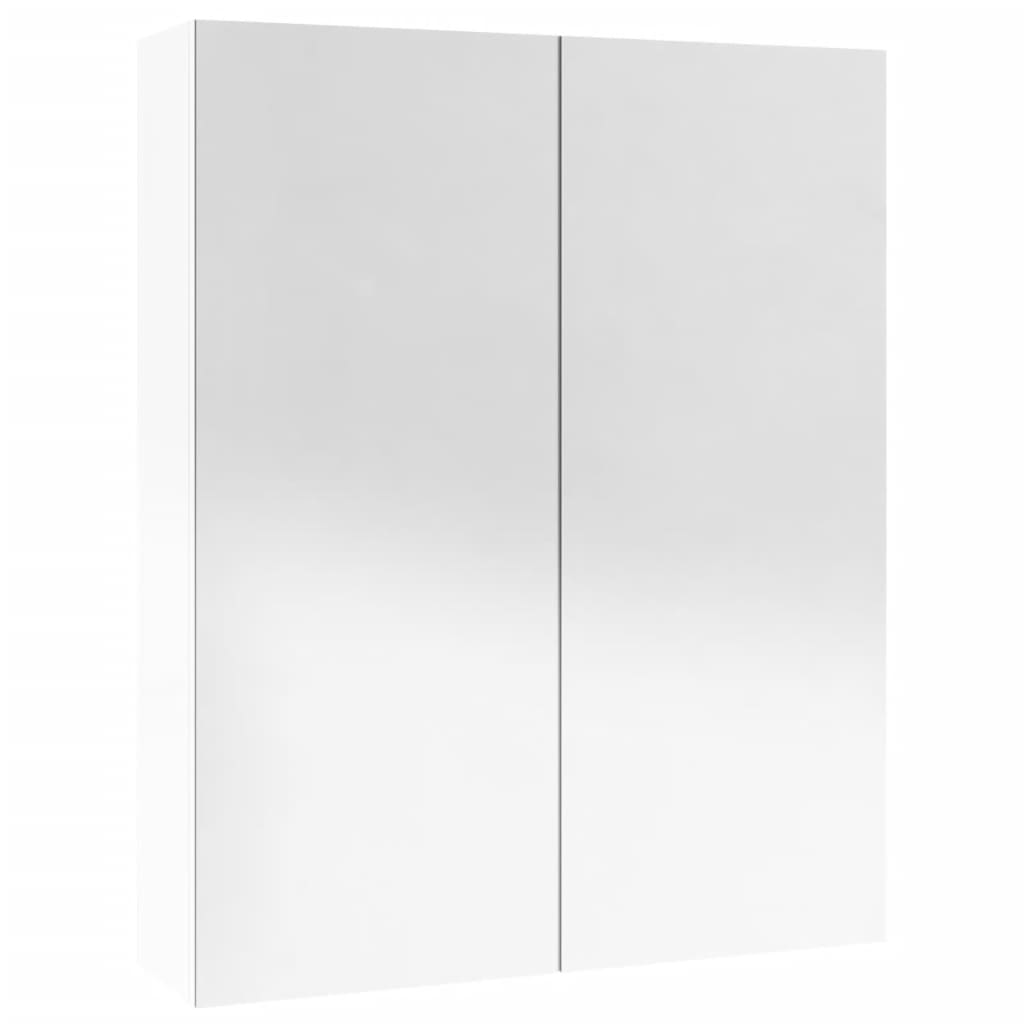 Bathroom Mirror Cabinet 60x15x75 cm MDF Shining White - Bend