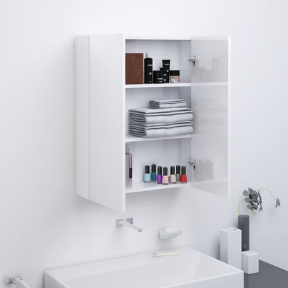 Bathroom Mirror Cabinet 60x15x75 cm MDF Shining White - Bend