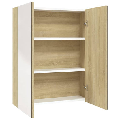 Bathroom Mirror Cabinet 60x15x75 cm MDF White and Oak - Bend