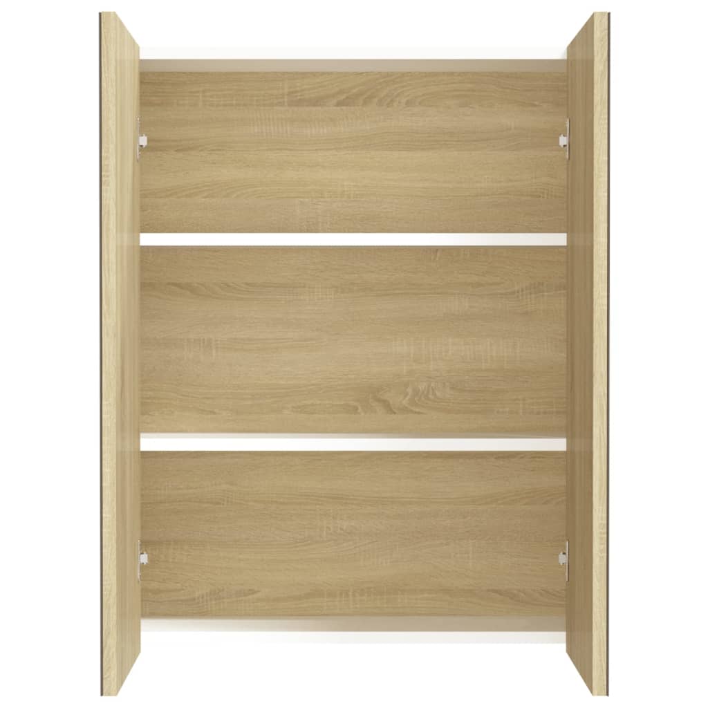 Bathroom Mirror Cabinet 60x15x75 cm MDF White and Oak - Bend