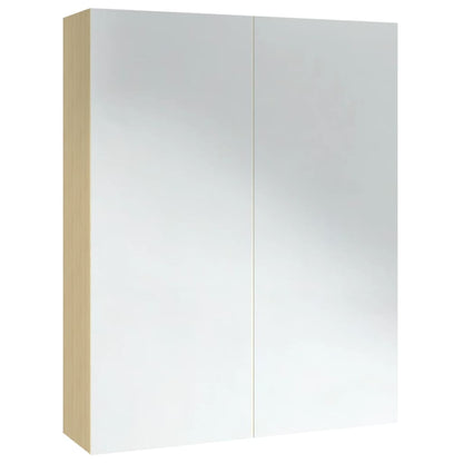 Bathroom Mirror Cabinet 60x15x75 cm MDF White and Oak - Bend