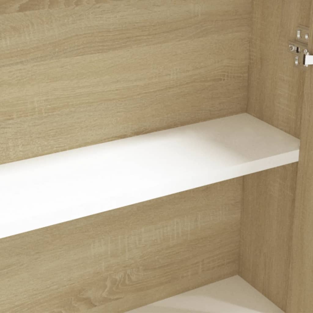 Bathroom Mirror Cabinet 60x15x75 cm MDF White and Oak - Bend