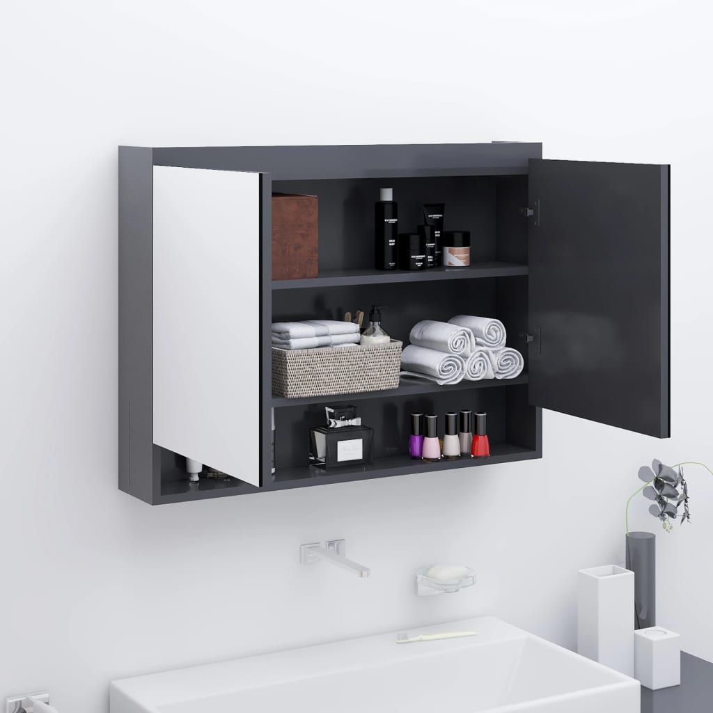 Bathroom Mirror Cabinet 80x15x60 cm MDF - Various Finishes