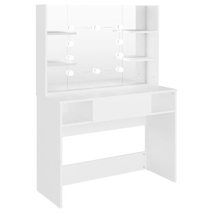 Makeup Table with LED Lights 100x40x135 cm MDF White - Bend