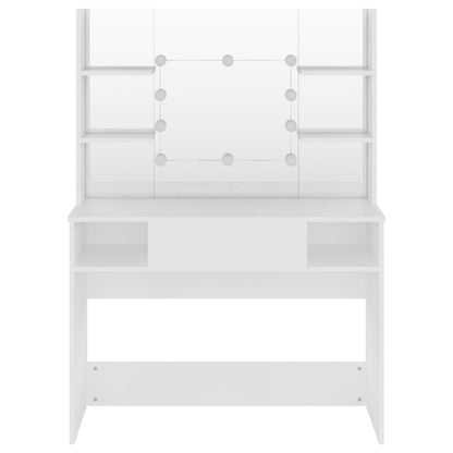 Makeup Table with LED Lights 100x40x135 cm MDF White - Bend