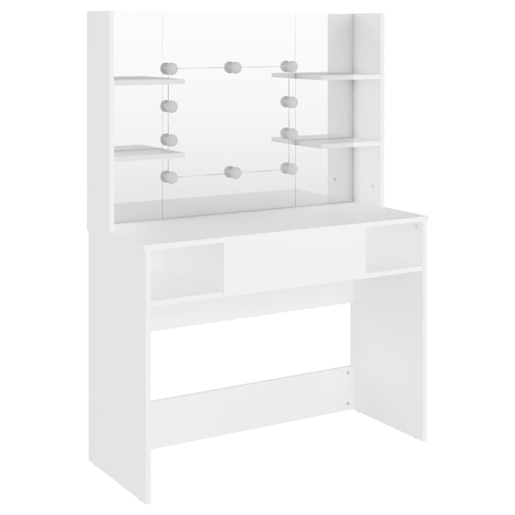 Makeup Table with LED Lights 100x40x135 cm MDF White - Bend