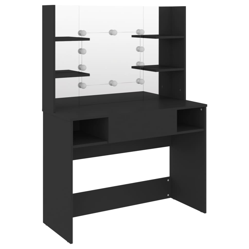 Makeup Table with LED Lights 100x40x135 cm MDF Black - Bend