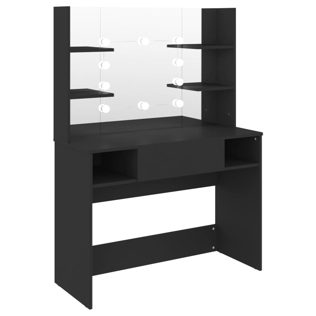 Makeup Table with LED Lights 100x40x135 cm MDF Black - Bend