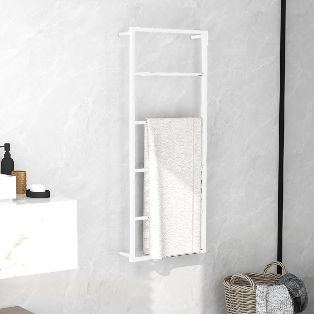 Wall Mounted Steel Towel Rack - White