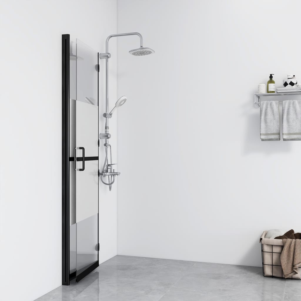 Foldable Walk-in Shower Wall Half Frosted ESG Glass 70x190 cm