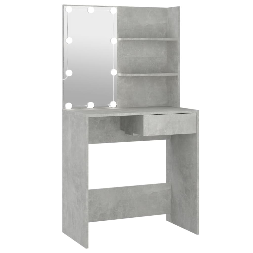 Dressing Table with LED Concrete Grey 74.5x40x141 cm - Bend