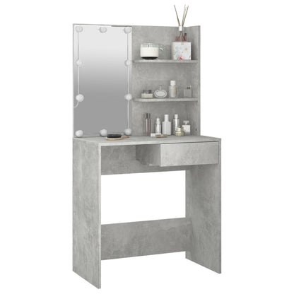 Dressing Table with LED Concrete Grey 74.5x40x141 cm - Bend