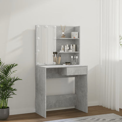 Dressing Table with LED Concrete Grey 74.5x40x141 cm - Bend