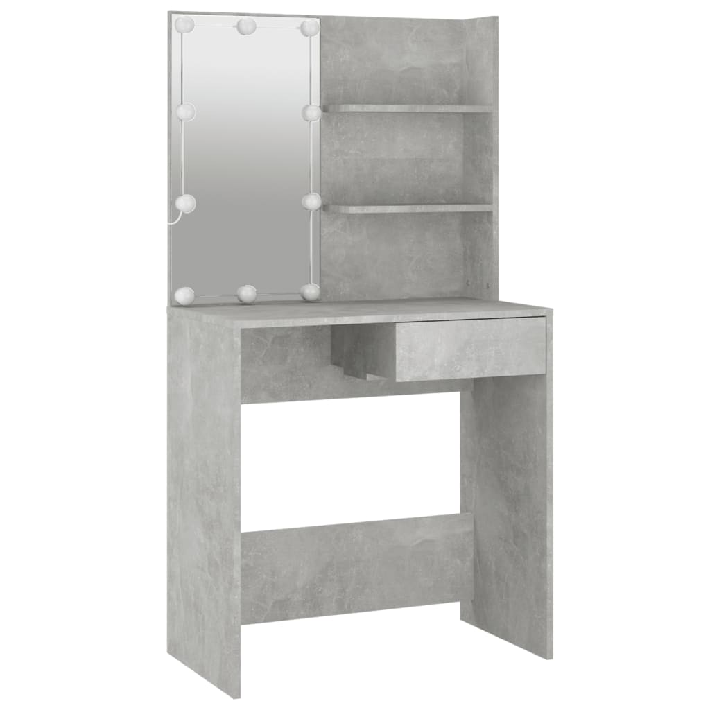 Dressing Table with LED Concrete Grey 74.5x40x141 cm - Bend