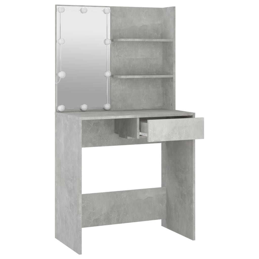 Dressing Table with LED Concrete Grey 74.5x40x141 cm - Bend