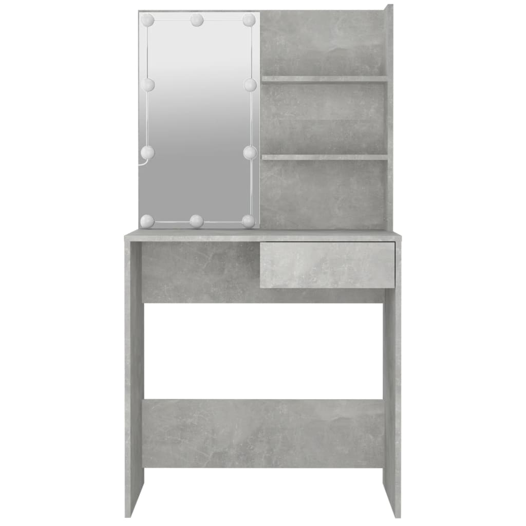 Dressing Table with LED Concrete Grey 74.5x40x141 cm - Bend