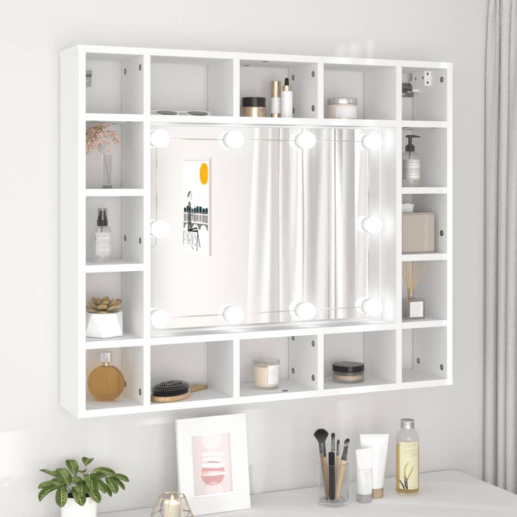 Mirror Cabinet with LED White 91x15x76.5 cm - Bend