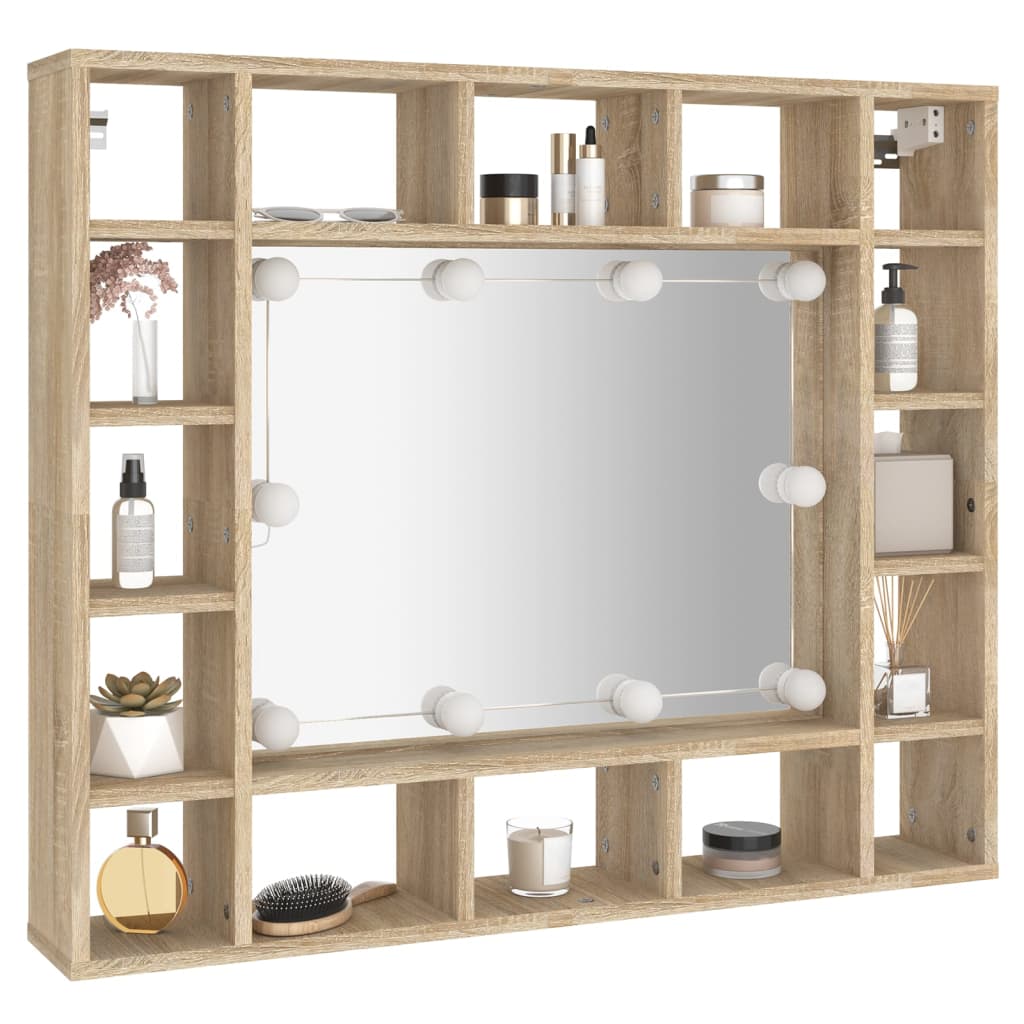 Mirror Cabinet with LED Sonoma Oak 91x15x76.5 cm - Bend