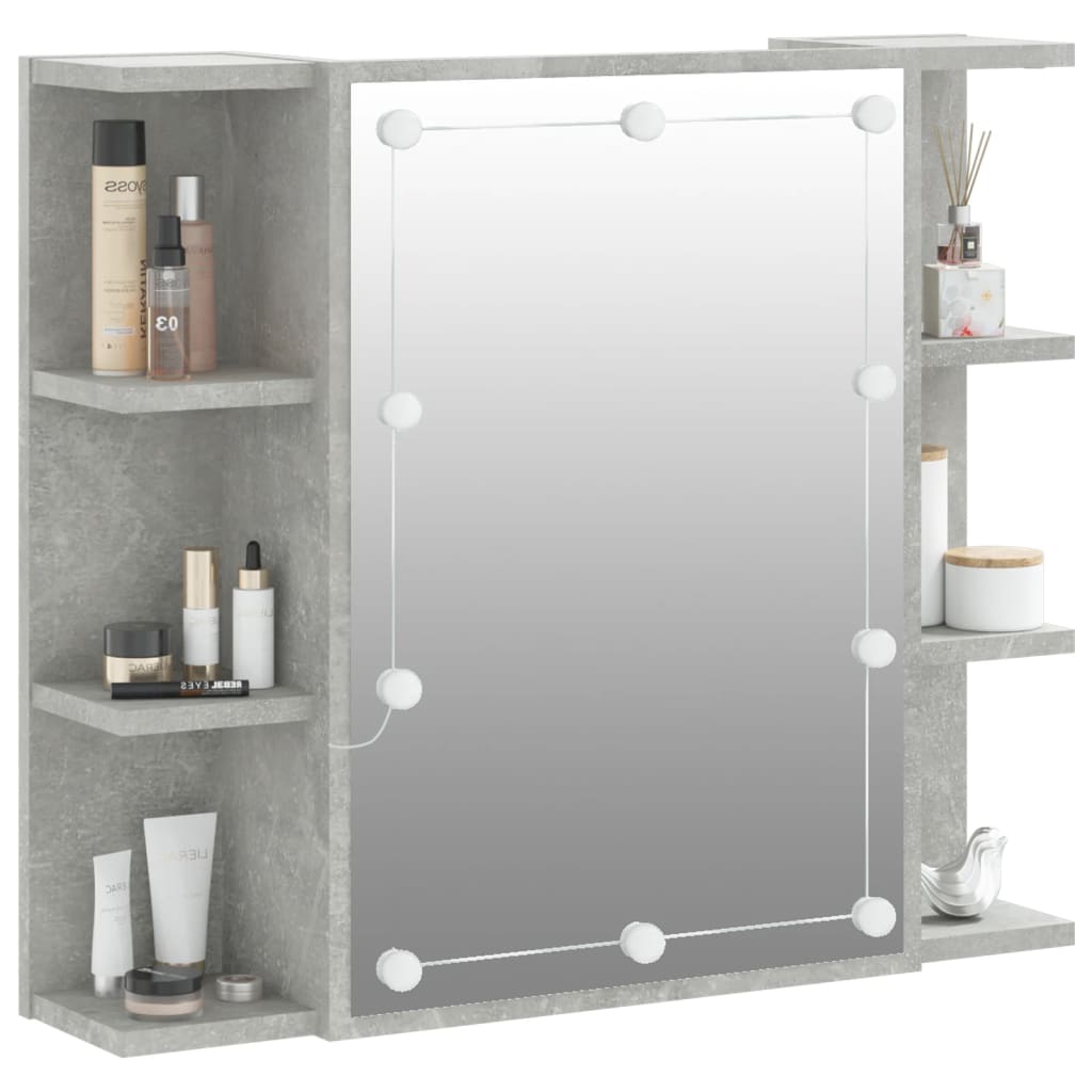 Mirror Cabinet with LED Concrete Grey 70x16.5x60 cm - Bend