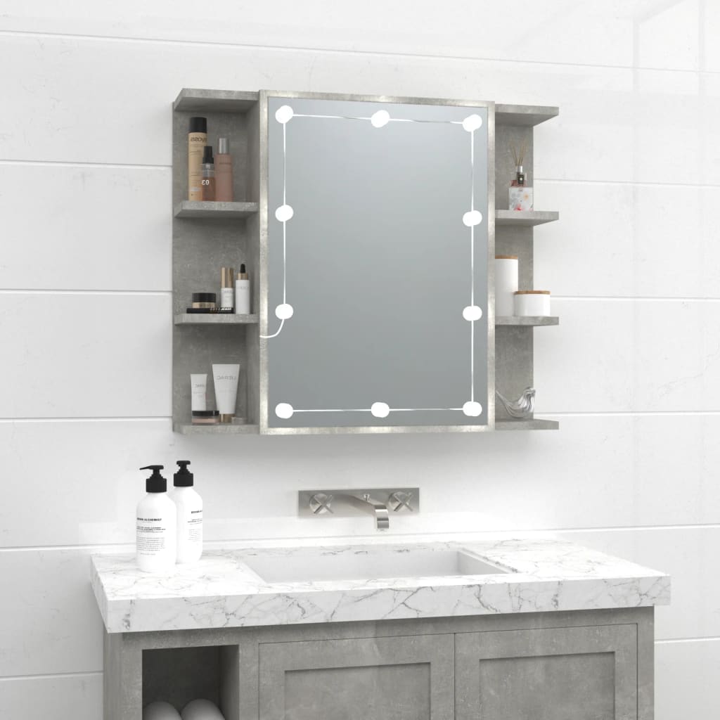 Mirror Cabinet with LED Concrete Grey 70x16.5x60 cm - Bend