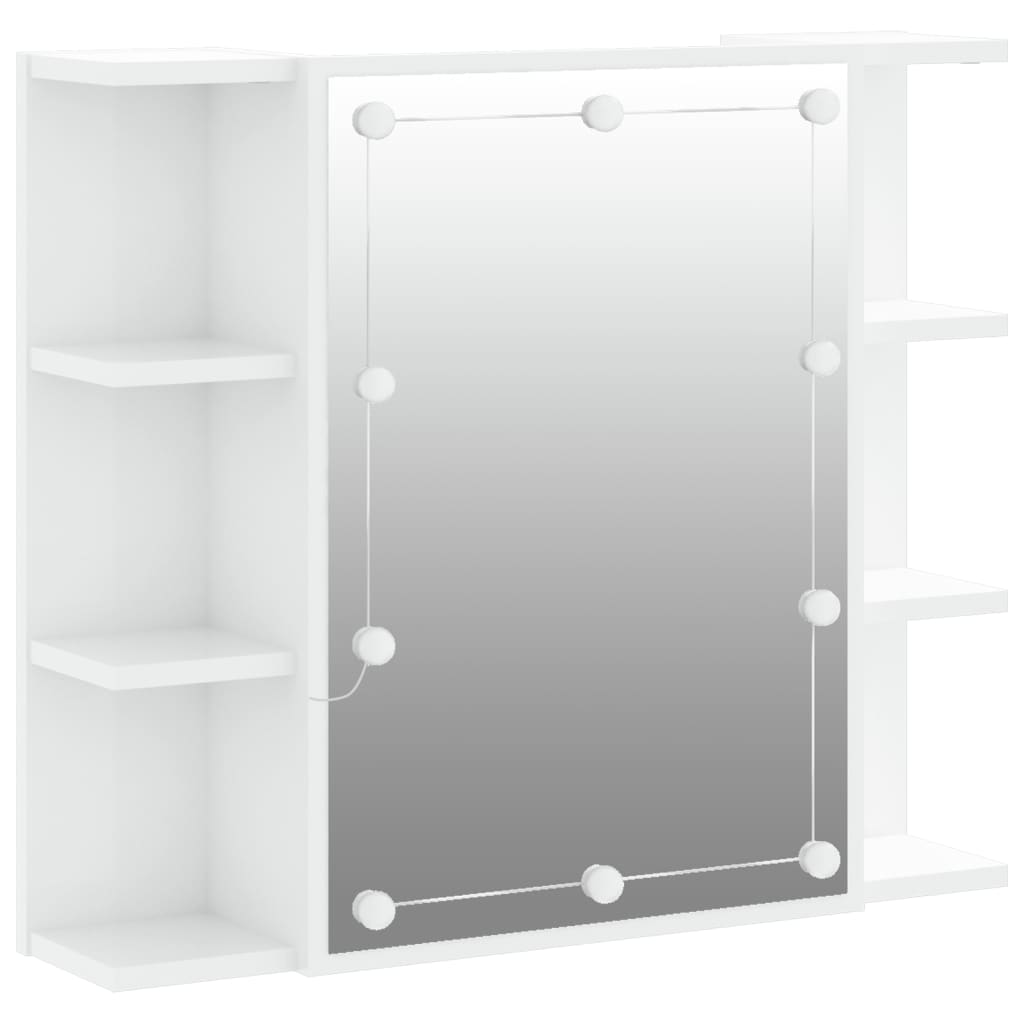 Mirror Cabinet with LED High Gloss White 70x16.5x60 cm - Bend