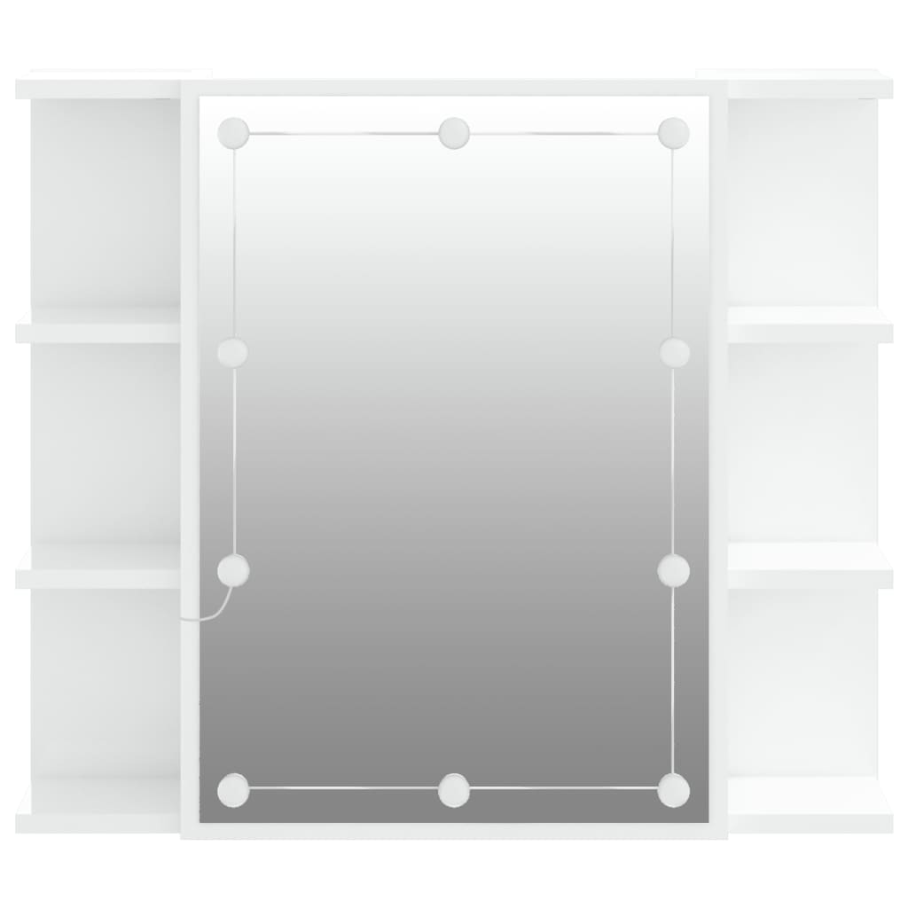 Mirror Cabinet with LED High Gloss White 70x16.5x60 cm - Bend