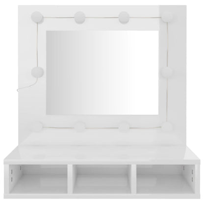 Mirror Cabinet with LED High Gloss White 60x31.5x62 cm - Bend