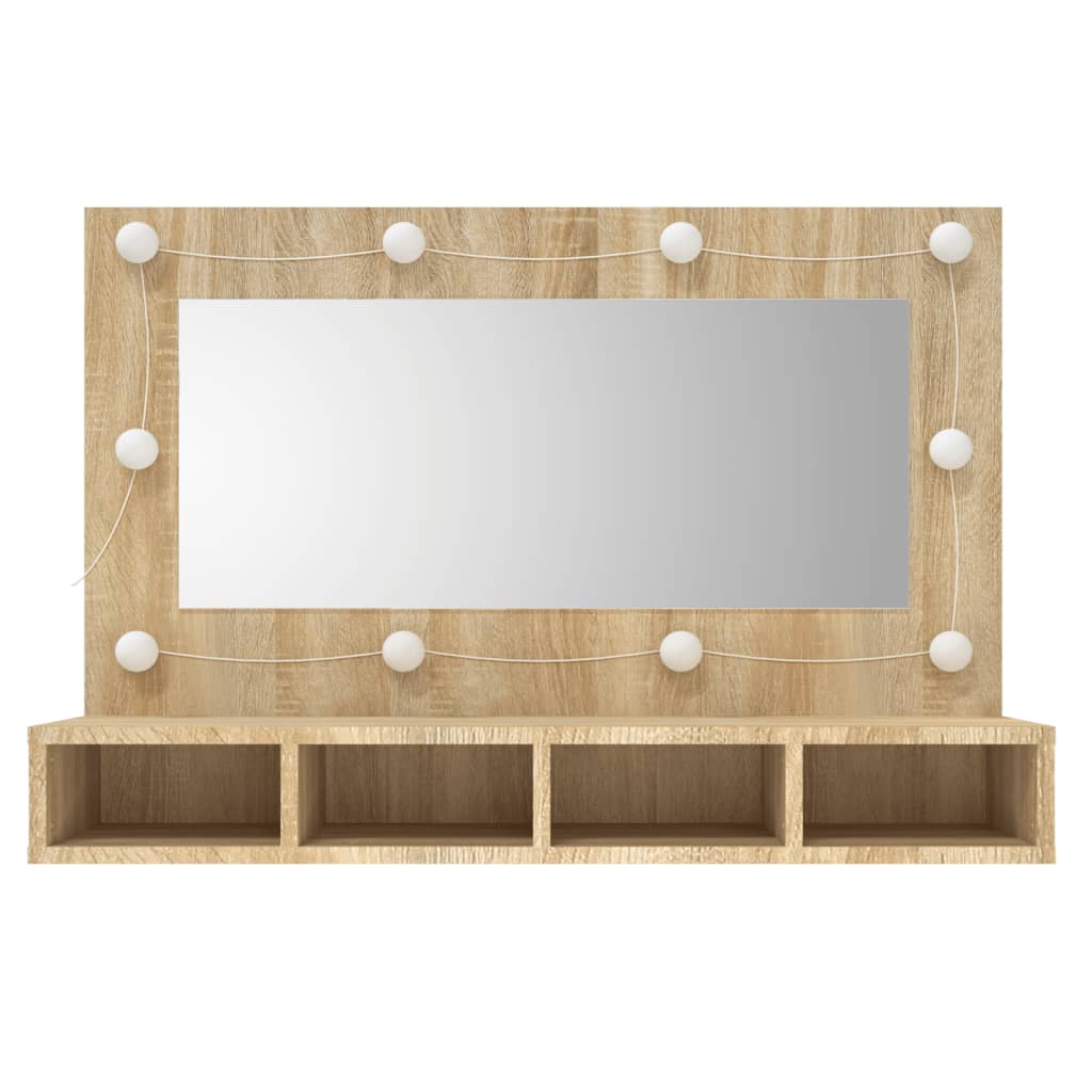 Mirror Cabinet with LED Sonoma Oak 90x31.5x62 cm - Bend