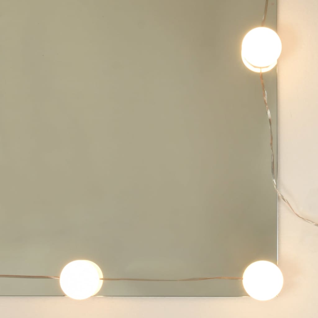 LED Dressing Table with 2 Cabinets White Engineered Wood - Bend