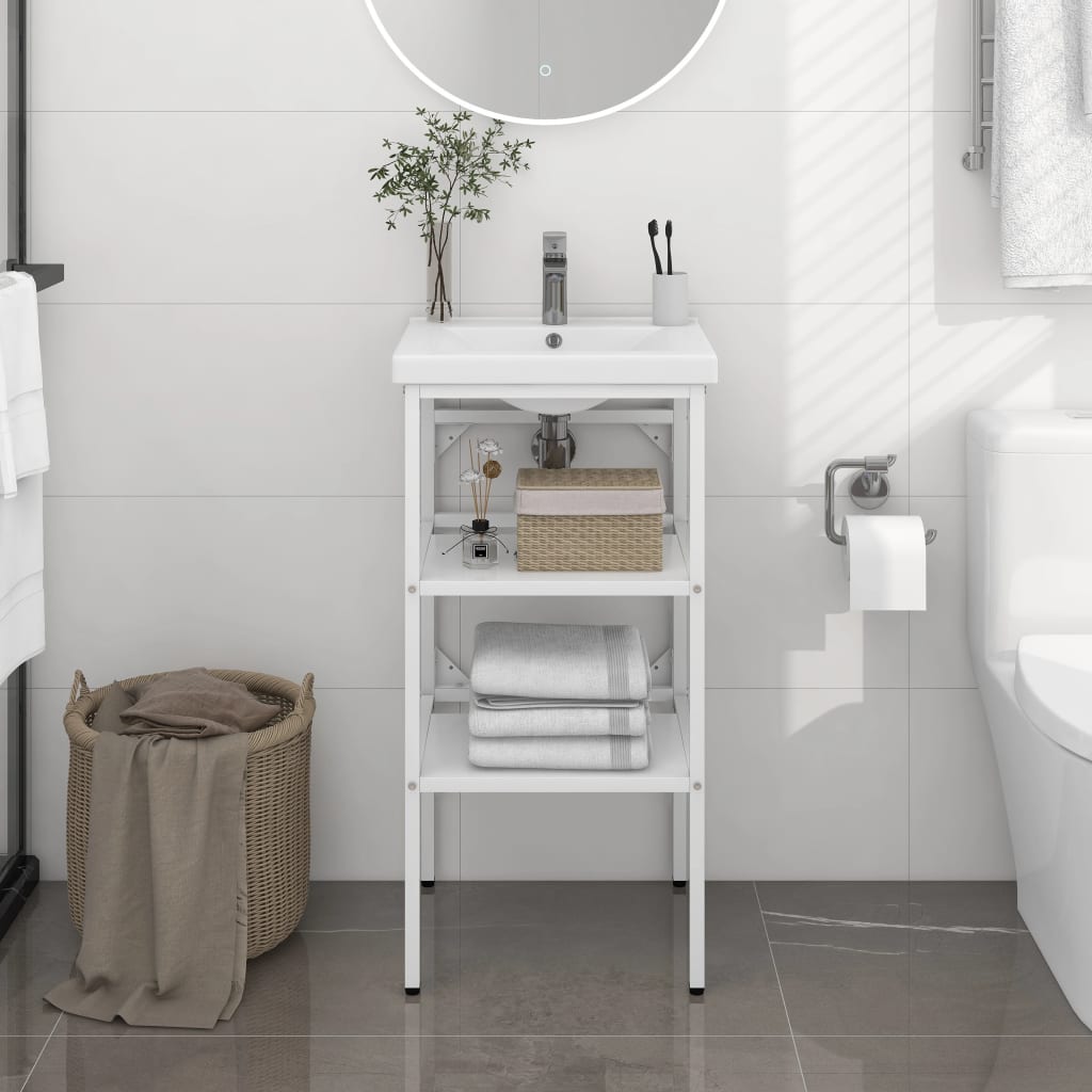 Bathroom Washbasin Frame White 40x38x83 cm Iron - Bend