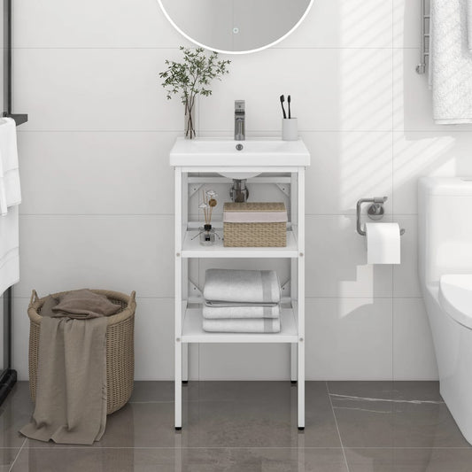 Bathroom Washbasin Frame White 40x38x83 cm Iron