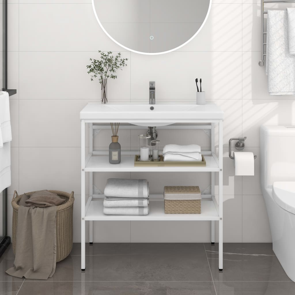 Bathroom Washbasin Frame White 79x38x83 cm Iron - Bend