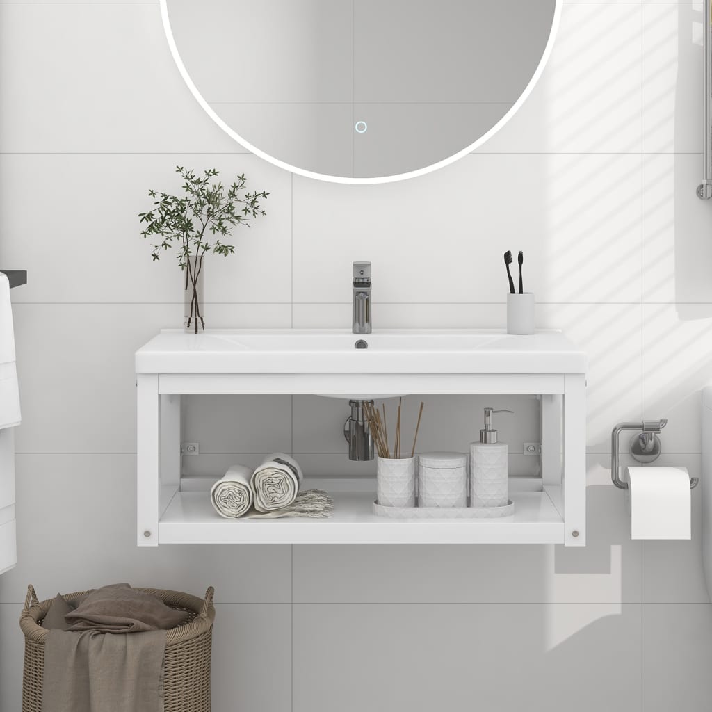 Wall-mounted Bathroom Washbasin Frame White 79x38x31 cm Iron - Bend