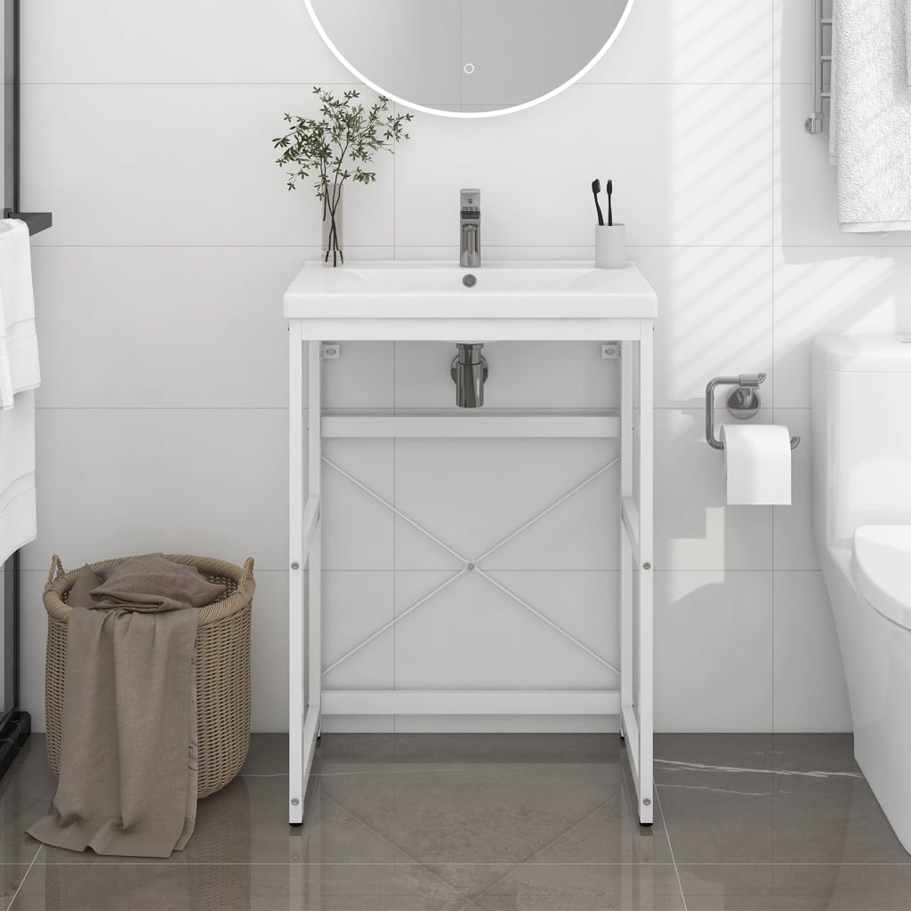 Bathroom Washbasin Frame White 59x38x83 cm Iron - Bend