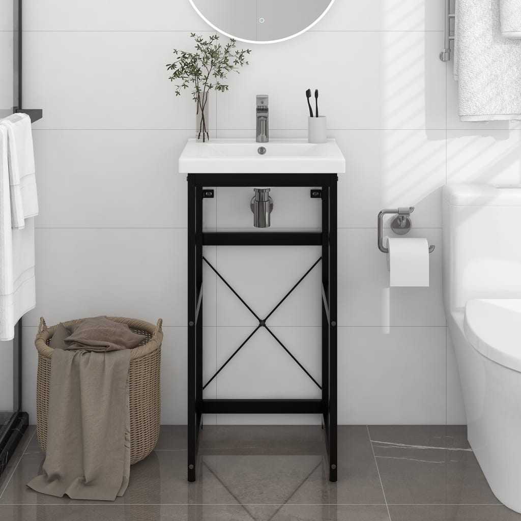 Bathroom Washbasin Frame Black 40x38x83 cm Iron - Bend