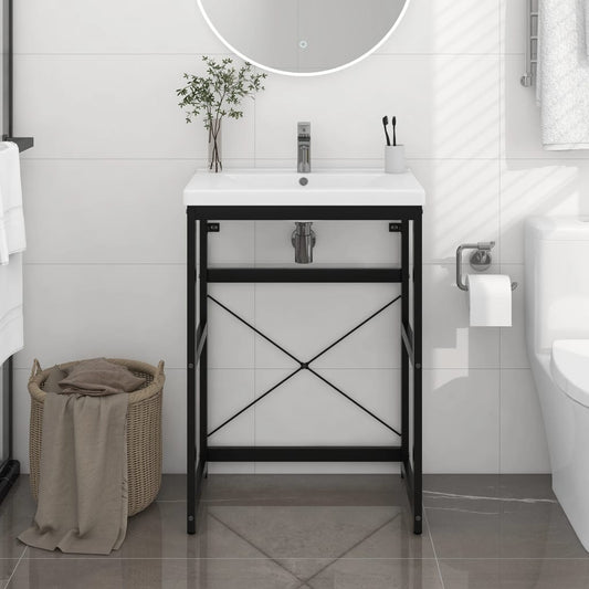 Bathroom Washbasin Frame Black 59x38x83 cm Iron