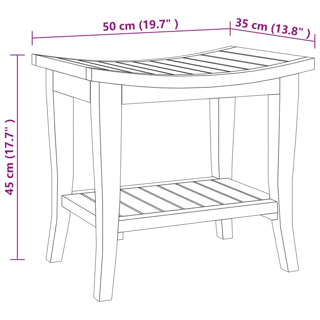 Bathroom Side Table 50x35x45 cm Solid Wood Teak - Bend