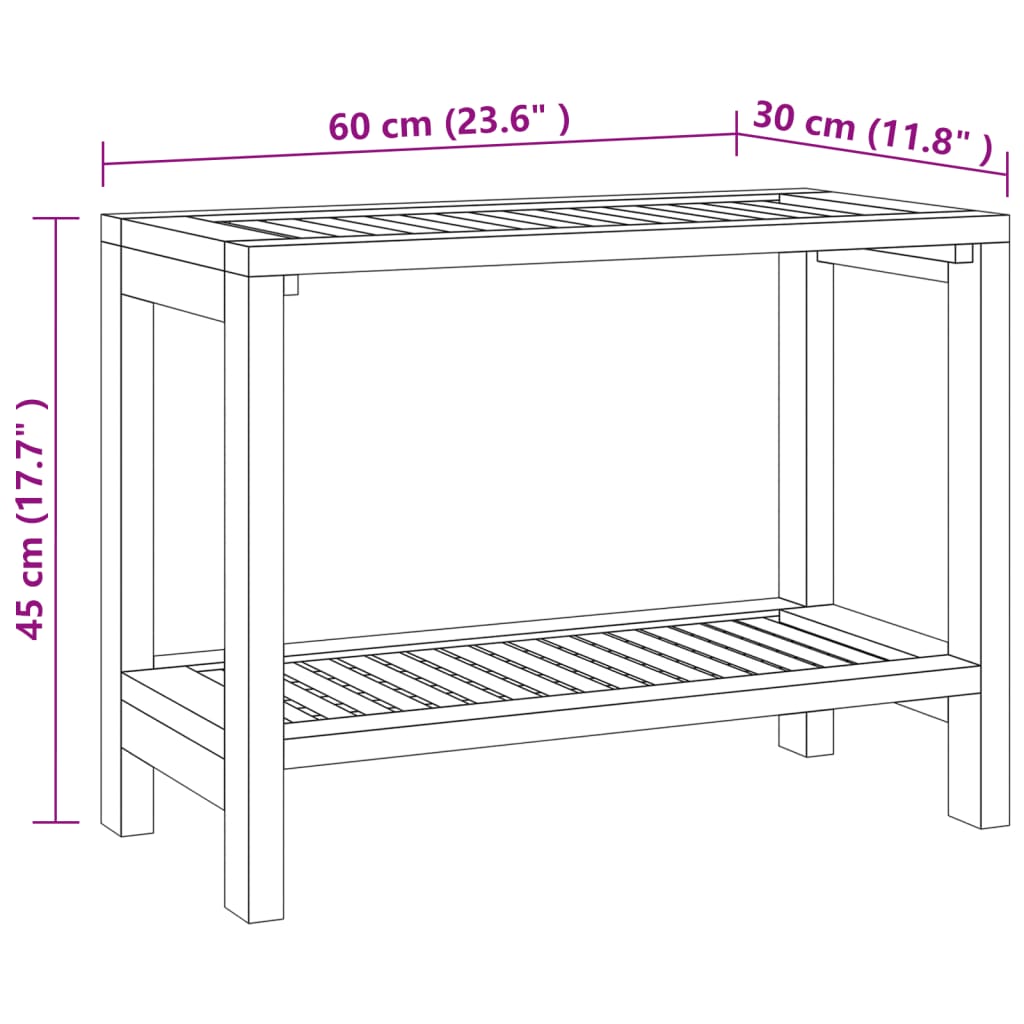 Bathroom Side Table 60x30x45 cm Solid Wood Teak - Bend