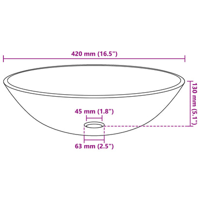 Bathroom Sink with Tap and Push Drain in Tempered Glass - Clear