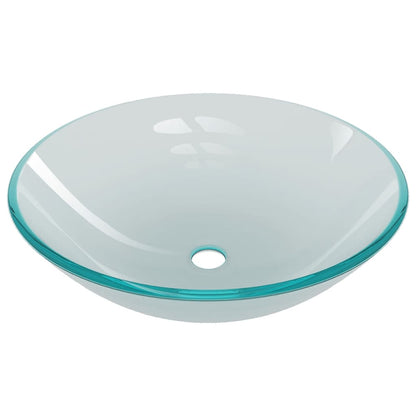 Tempered Glass Bathroom Sink with Tap and Push Drain - Frosted