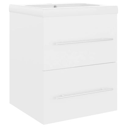 Sink Cabinet with Built-in Basin White Engineered Wood