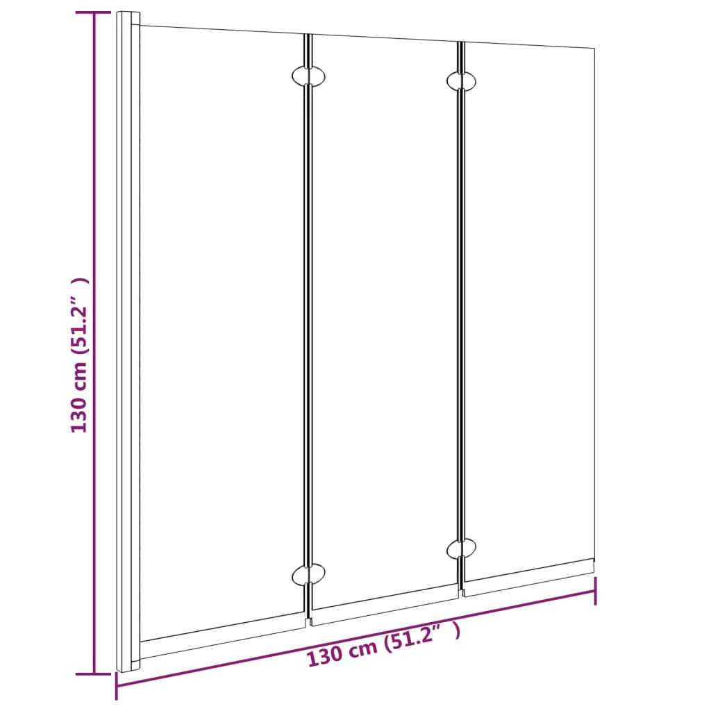 Foldable Shower Enclosure 3 Panels 130x130 cm ESG Black - Bend