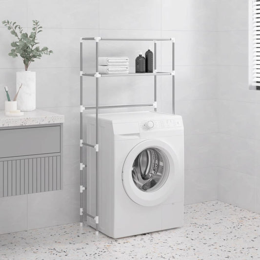 2-Tier Storage Rack over Washing Machine Grey 69x28x143 cm Iron