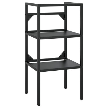 Tall Washbasin Frame with Built-in Basin, Black Iron - With Shelves