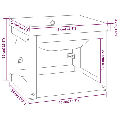 Floating Washbasin Frame with Built-in Basin, Black Iron - Small