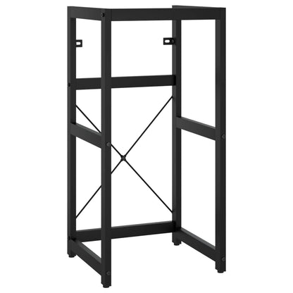 Tall Washbasin Frame with Built-in Basin, Black Iron - No Shelves