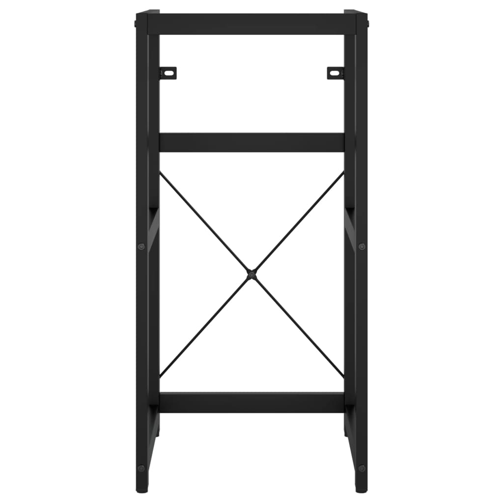 Tall Washbasin Frame with Built-in Basin, Black Iron - No Shelves