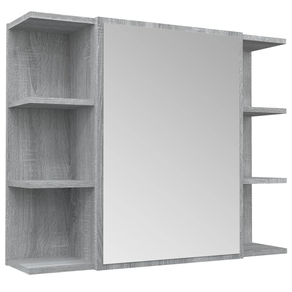 Bathroom Mirror Cabinet Grey Sonoma 80x20.5x64cm Engineered Wood