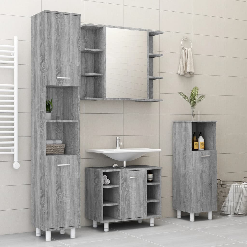 Bathroom Mirror Cabinet Grey Sonoma 80x20.5x64cm Engineered Wood